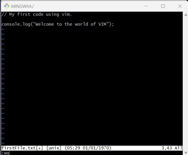 Save a File in Vim Command