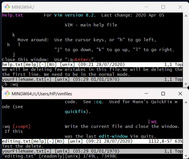 Vim Command Interface