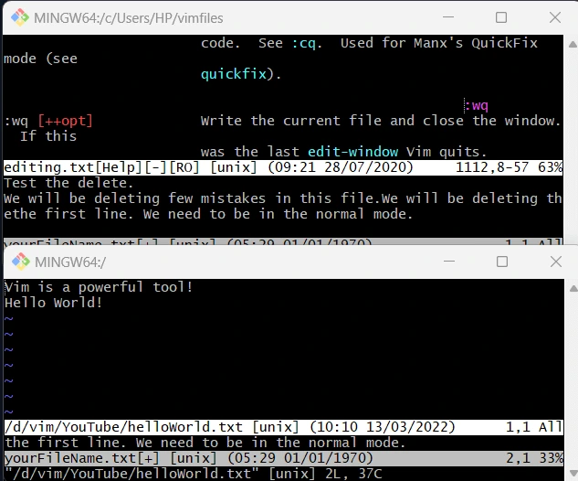 Add Text to a File in Vim