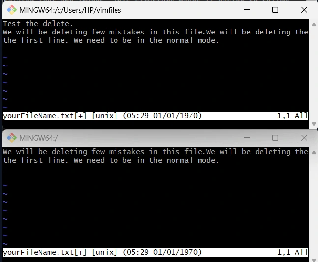 Vim instert mode Command Interface